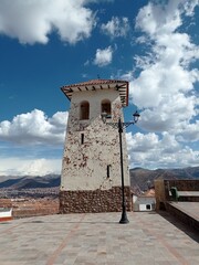 Bell tower of the Plaza de Santa Ana in Cusco
