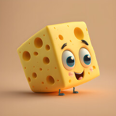 cute cartoon cheese character made with generative AI