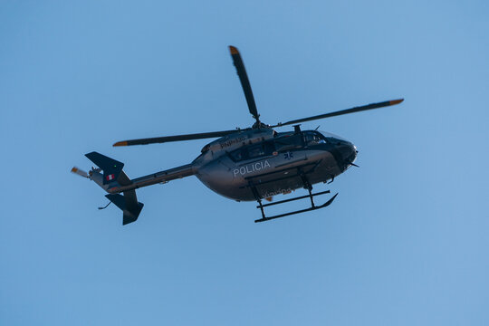 A Peruvian police Airbus Helicopters H145 (Eurocopter EC145) helicopter in flight