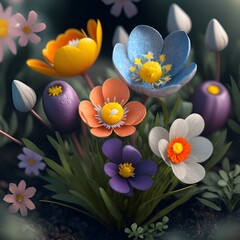 Fototapeta na wymiar Colorful flowers in a garden 