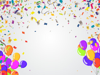 Color Glossy Happy Birthday Balloons Banner Vector Illustration of Colorful