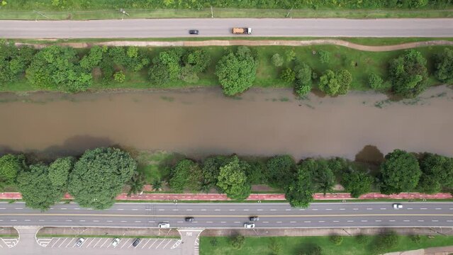 Aerial view of Parque das &Aacute;guas in Sorocaba, Brazil. Top view
