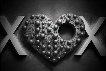 Greyscale Heart Illustration - X Heart X Series - Valentines Day Idea