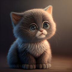 Adorable cartoon cat illustration made with generative AI