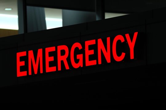 Illuminated emergency sign at a hospital 