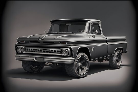 1965 chevy c10 truck black wide tires concept drawing 