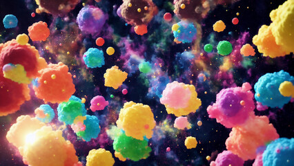 Fototapeta na wymiar Background with colorful bubbles and space, with Generative AI 