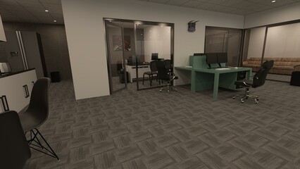 3D-Illustration of a office and bureau space