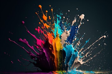 Plakat Color background of paint splashes full frame, generative AI
