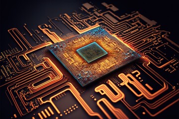 Advanced Microchip Computing Illustrations for High-Tech Designs and Presentations