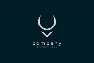 Initial V horn Logo, minimalist letter V with horn design logo,  vector illustration