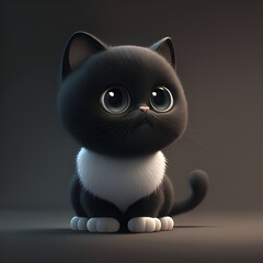 Cute cartoon cat drawing made with generative AI