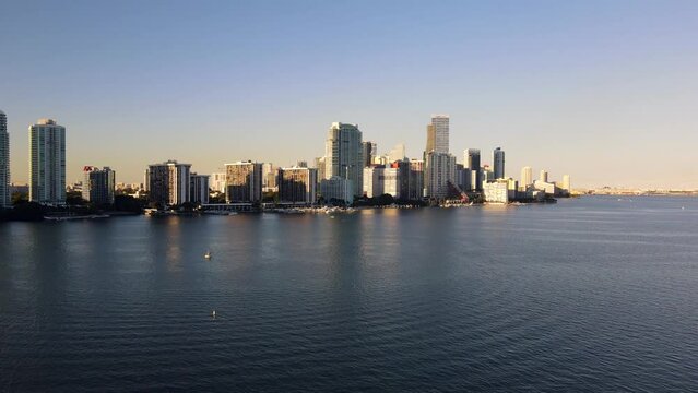 Downtown Miami Brickell View from Virginia Biscayne Keys Yacht Sunset