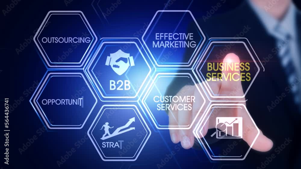 Wall mural business_services hexagonal touch screen concept hexagonal virtual touch screen concept with man tou