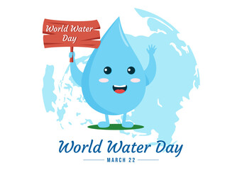 World Water Day on 5 March Illustration with Waterdrop from Earth for Web Banner or Landing Page in Flat Cartoon Hand Drawn Templates Illustration