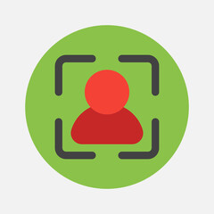 Portrait icon in flat style about camera, use for website mobile app presentation