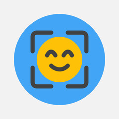 Face detection icon in flat style about camera, use for website mobile app presentation