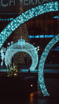 Christmas decorations at night