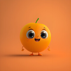 Cute adorable cartoon orange made with generative AI