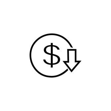 cost reduction icon vector. Reduce costs sign and symbol vector design