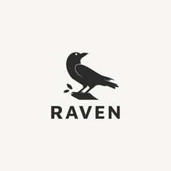 black raven silhouette vector logo design illustration 2