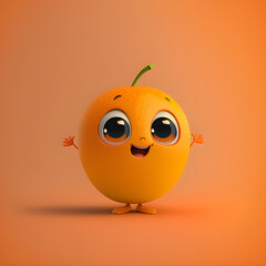 cute cartoon orange illustration made with generative AI