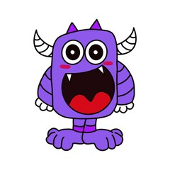 cute purple monster,fun logo purple monster