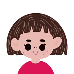 cute short hair girl drawing