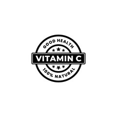 Obraz premium Simple Vitamin C Label vector or Vitamin C Seal vector on white background. Vitamin C Logo. Best Symbol or Icon Vector Template. The best vitamin c seal for natural products with healthy ingredients.