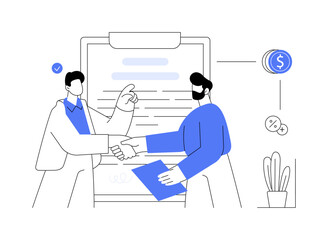 Promissory note abstract concept vector illustration.