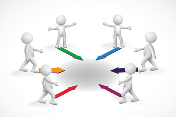 3D white small people - Meet concept business partners success investors workers group of friends icon vector image design