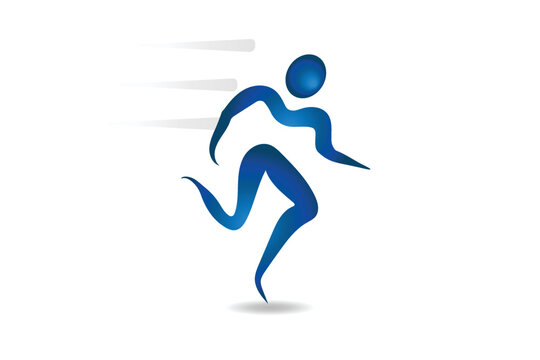 Runner competition marathon wellness fitness sport icon logo graphic illustration vector image design template