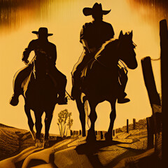 Fototapeta na wymiar cowboy and horse