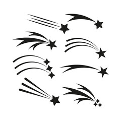 Fantasy shooting stars icons. Star icon. Vector illustration.