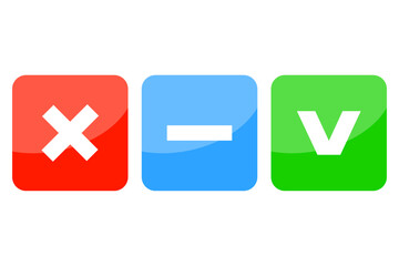 Obraz premium Plus, minus, tick. Plus, minus, check mark. Vector illustration.