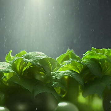 Ensalada Verde Berros Espinacas - Salad, watercress and spinach Background Effects 3D Healt Nutrition - Generative AI