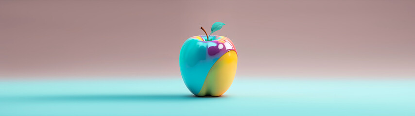 Obraz premium colorful apple, facing centered composition, soft solid colors. generative AI