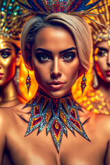 beautiful woman in samba dancer costume, generative AI