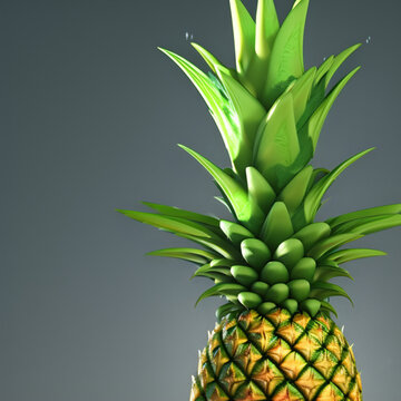 Fruta Ex&oacute;tica Tropical Pi&ntilde;a Efecto 3D - Exotic Fruit Pineapple Effects 3D Close Up - Generative AI