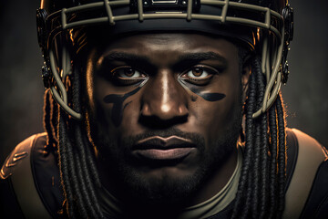 NFL American player, portrait, close-up, generative AI