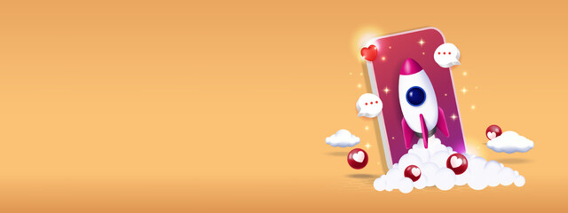 3D Conceptual Vector Illustration and Digital Marketing, Advertising Campaign with smartphone.