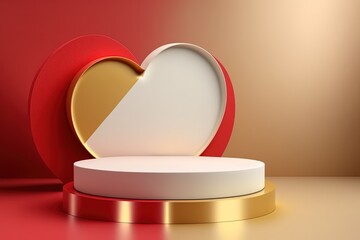Minimal Podium for display product whit love and valentine days concept by ai generative