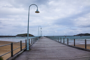 Jetty with lampposts in Coff's Harbour on East coast of Australia