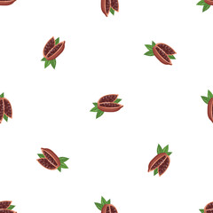 Obraz premium Cutted organic fruit cacao pattern seamless background texture repeat wallpaper geometric vector
