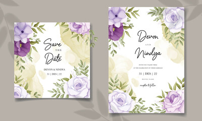 Beautiful soft purple flowers wedding invitation card