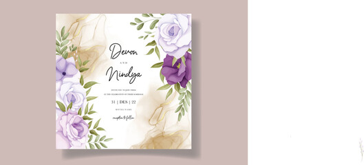 Beautiful soft purple flowers wedding invitation card