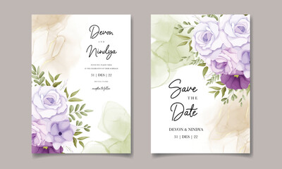 Beautiful soft purple flowers wedding invitation card