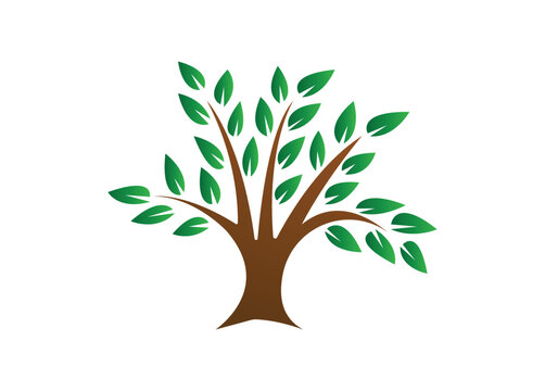 Simple tree decoration silhouette vector image. tree logo design.