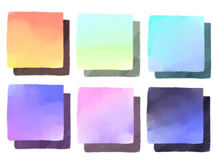 手描き水彩風の四角アイコン影付き