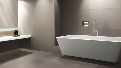 Naklejka na ściany i meble modern bathroom, bathtub, postmodern, Generative AI